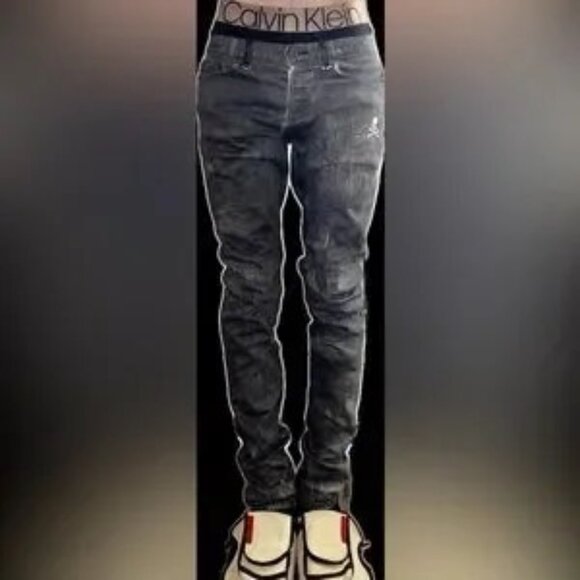 John Elliott x Mastermind shattered Japan jean rare authentic 30w cast 2 denim🆕 - Picture 1 of 12